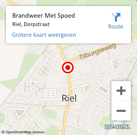 Locatie op kaart van de 112 melding: Brandweer Met Spoed Naar Riel, Dorpstraat op 31 maart 2015 12:11