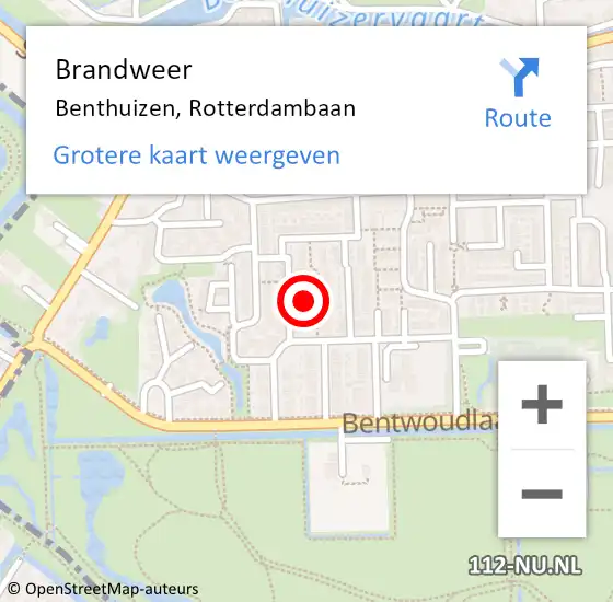 Locatie op kaart van de 112 melding: Brandweer Benthuizen, Rotterdambaan op 31 maart 2015 12:22