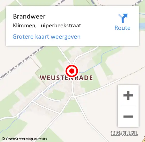 Locatie op kaart van de 112 melding: Brandweer Klimmen, Luiperbeekstraat op 31 maart 2015 12:36