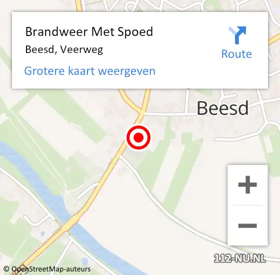 Locatie op kaart van de 112 melding: Brandweer Met Spoed Naar Beesd, Veerweg op 31 maart 2015 12:37