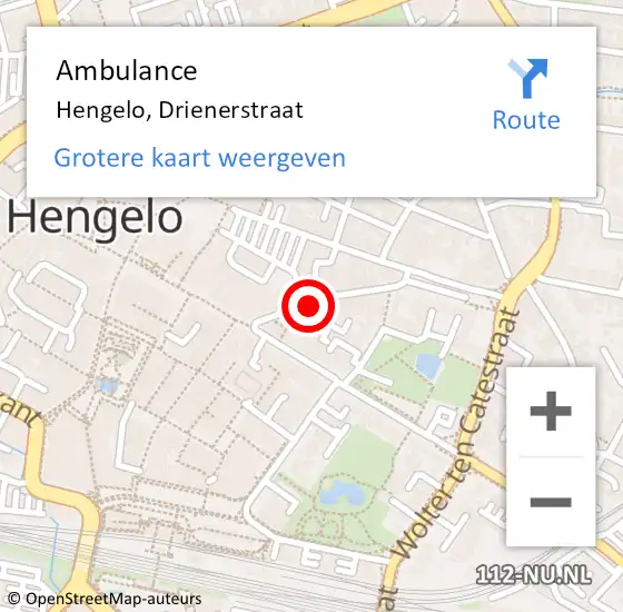 Locatie op kaart van de 112 melding: Ambulance Hengelo, Drienerstraat op 31 maart 2015 12:42