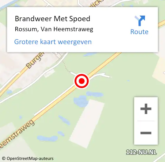 Locatie op kaart van de 112 melding: Brandweer Met Spoed Naar Rossum, Van Heemstraweg op 31 maart 2015 12:45