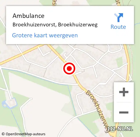 Locatie op kaart van de 112 melding: Ambulance Broekhuizenvorst, Broekhuizerweg op 31 maart 2015 12:46