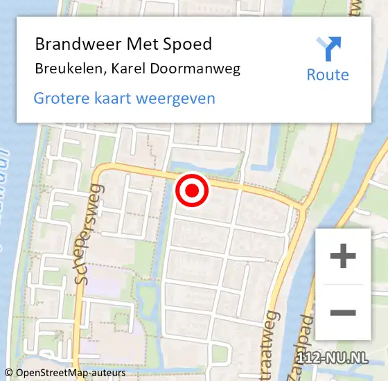 Locatie op kaart van de 112 melding: Brandweer Met Spoed Naar Breukelen, Karel Doormanweg op 31 maart 2015 12:49