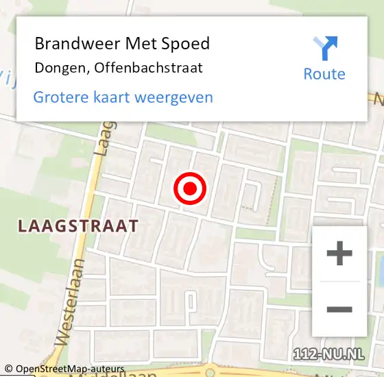 Locatie op kaart van de 112 melding: Brandweer Met Spoed Naar Dongen, Offenbachstraat op 31 maart 2015 13:03