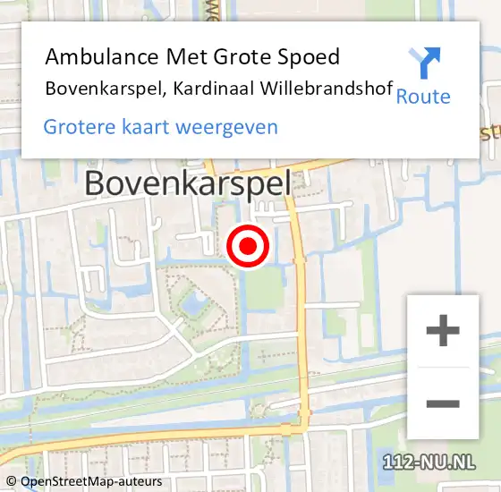 Locatie op kaart van de 112 melding: Ambulance Met Grote Spoed Naar Bovenkarspel, Kardinaal Willebrandshof op 31 maart 2015 13:10