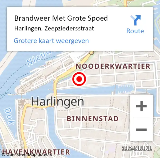 Locatie op kaart van de 112 melding: Brandweer Met Grote Spoed Naar Harlingen, Zeepziedersstraat op 31 maart 2015 13:12