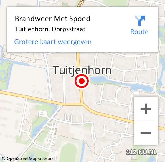 Locatie op kaart van de 112 melding: Brandweer Met Spoed Naar Tuitjenhorn, Dorpsstraat op 31 maart 2015 13:12