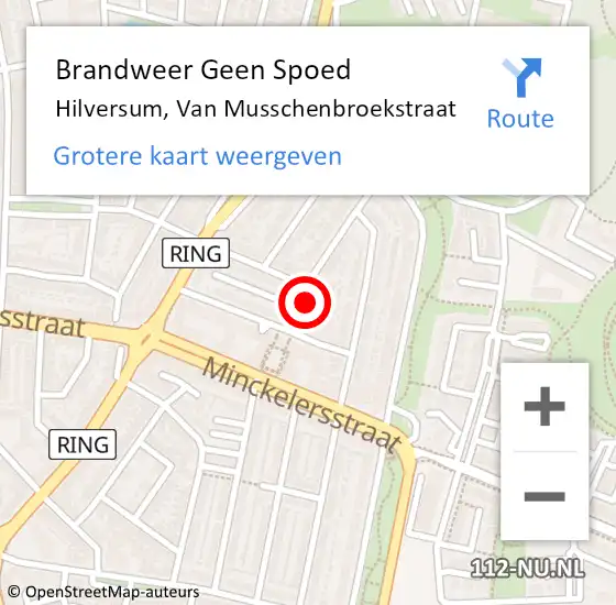 Locatie op kaart van de 112 melding: Brandweer Geen Spoed Naar Hilversum, Van Musschenbroekstraat op 31 maart 2015 13:16