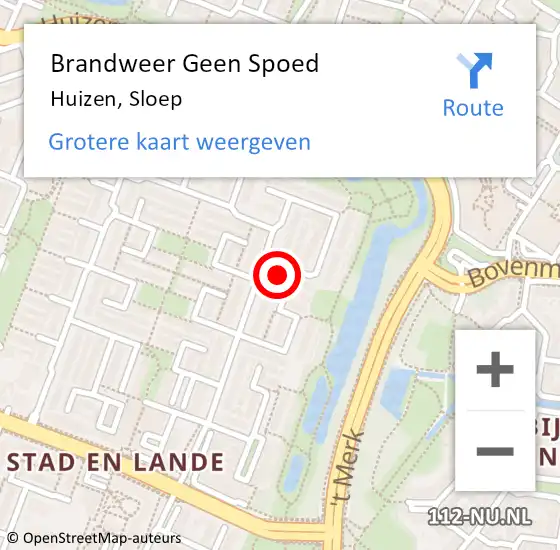 Locatie op kaart van de 112 melding: Brandweer Geen Spoed Naar Huizen, Sloep op 31 maart 2015 13:19