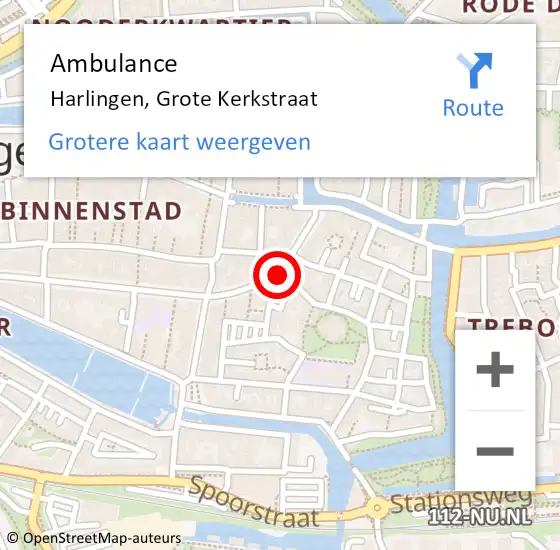 Locatie op kaart van de 112 melding: Ambulance Harlingen, Grote Kerkstraat op 31 maart 2015 13:25