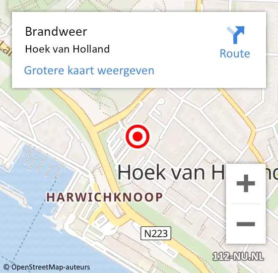 Locatie op kaart van de 112 melding: Brandweer Hoek van Holland op 31 maart 2015 13:28