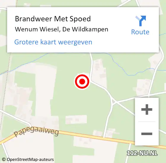 Locatie op kaart van de 112 melding: Brandweer Met Spoed Naar Wenum Wiesel, De Wildkampen op 31 maart 2015 13:44