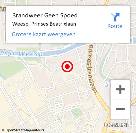 Locatie op kaart van de 112 melding: Brandweer Geen Spoed Naar Weesp, Prinses Beatrixlaan op 31 maart 2015 13:45