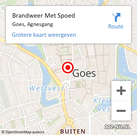 Locatie op kaart van de 112 melding: Brandweer Met Spoed Naar Goes, Agnesgang op 3 november 2013 15:23