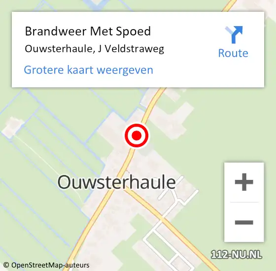 Locatie op kaart van de 112 melding: Brandweer Met Spoed Naar Ouwsterhaule, J Veldstraweg op 31 maart 2015 13:49