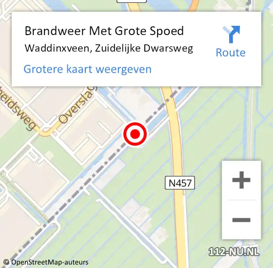 Locatie op kaart van de 112 melding: Brandweer Met Grote Spoed Naar Waddinxveen, Zuidelijke Dwarsweg op 31 maart 2015 14:03