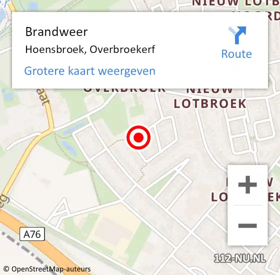 Locatie op kaart van de 112 melding: Brandweer Hoensbroek, Overbroekerf op 31 maart 2015 14:07