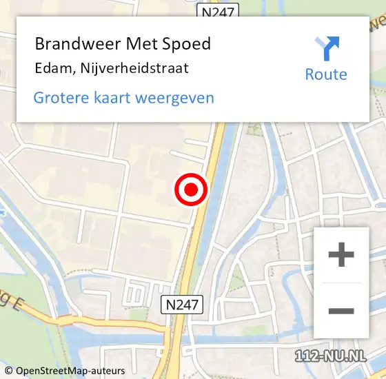 Locatie op kaart van de 112 melding: Brandweer Met Spoed Naar Edam, Nijverheidstraat op 31 maart 2015 14:16