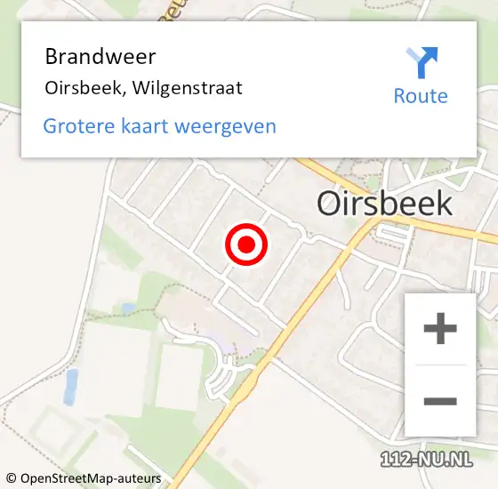 Locatie op kaart van de 112 melding: Brandweer Oirsbeek, Wilgenstraat op 31 maart 2015 14:21