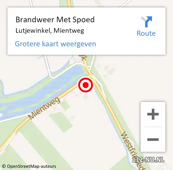 Locatie op kaart van de 112 melding: Brandweer Met Spoed Naar Lutjewinkel, Mientweg op 31 maart 2015 14:21