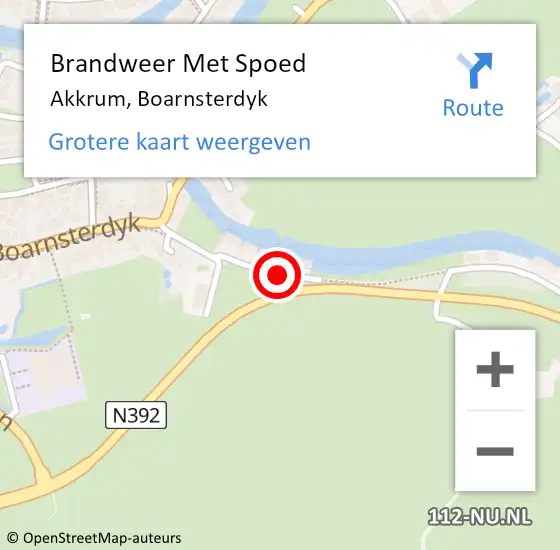 Locatie op kaart van de 112 melding: Brandweer Met Spoed Naar Akkrum, Boarnsterdyk op 31 maart 2015 14:23