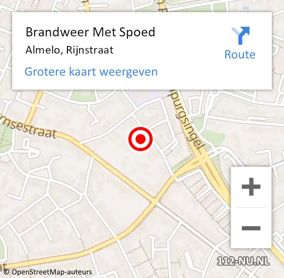 Locatie op kaart van de 112 melding: Brandweer Met Spoed Naar Almelo, Rijnstraat op 31 maart 2015 14:24