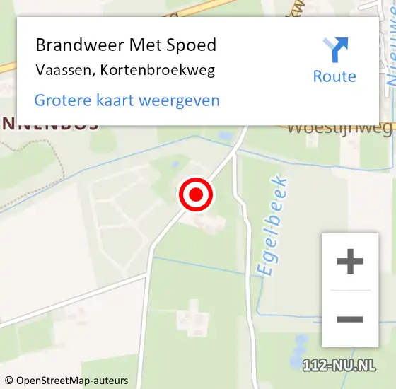Locatie op kaart van de 112 melding: Brandweer Met Spoed Naar Vaassen, Kortenbroekweg op 31 maart 2015 14:34