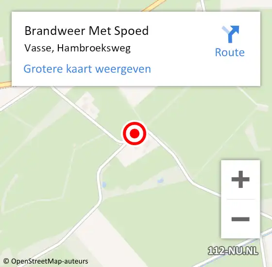 Locatie op kaart van de 112 melding: Brandweer Met Spoed Naar Vasse, Hambroeksweg op 31 maart 2015 14:38