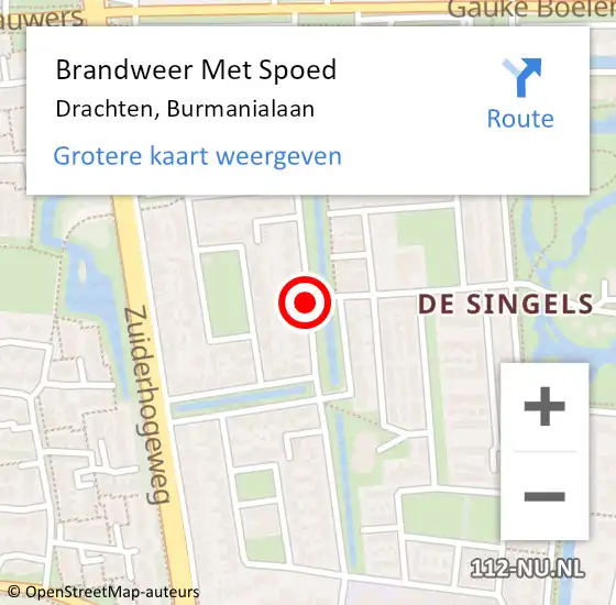 Locatie op kaart van de 112 melding: Brandweer Met Spoed Naar Drachten, Burmanialaan op 31 maart 2015 14:49