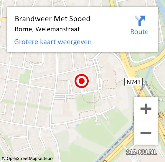 Locatie op kaart van de 112 melding: Brandweer Met Spoed Naar Borne, Welemanstraat op 31 maart 2015 14:50