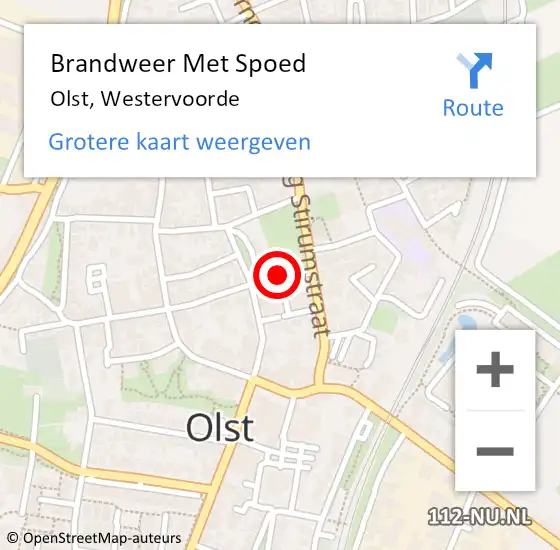 Locatie op kaart van de 112 melding: Brandweer Met Spoed Naar Olst, Westervoorde op 31 maart 2015 14:54