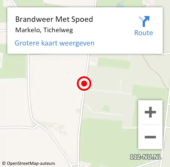 Locatie op kaart van de 112 melding: Brandweer Met Spoed Naar Markelo, Tichelweg op 31 maart 2015 15:18