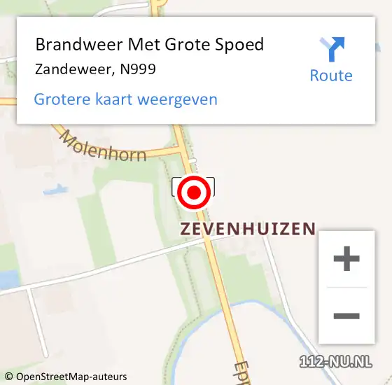 Locatie op kaart van de 112 melding: Brandweer Met Grote Spoed Naar Zandeweer, N999 op 31 maart 2015 15:18