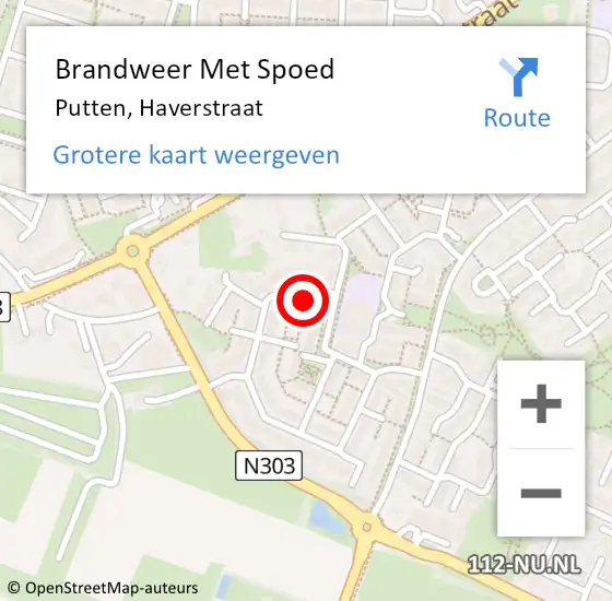 Locatie op kaart van de 112 melding: Brandweer Met Spoed Naar Putten, Haverstraat op 31 maart 2015 15:27