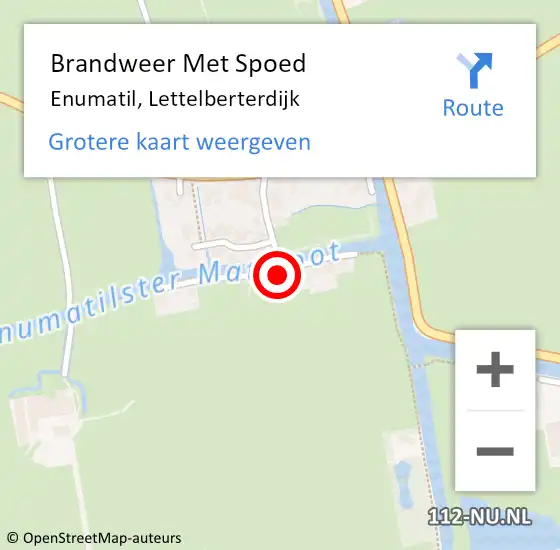 Locatie op kaart van de 112 melding: Brandweer Met Spoed Naar Enumatil, Lettelberterdijk op 31 maart 2015 15:28