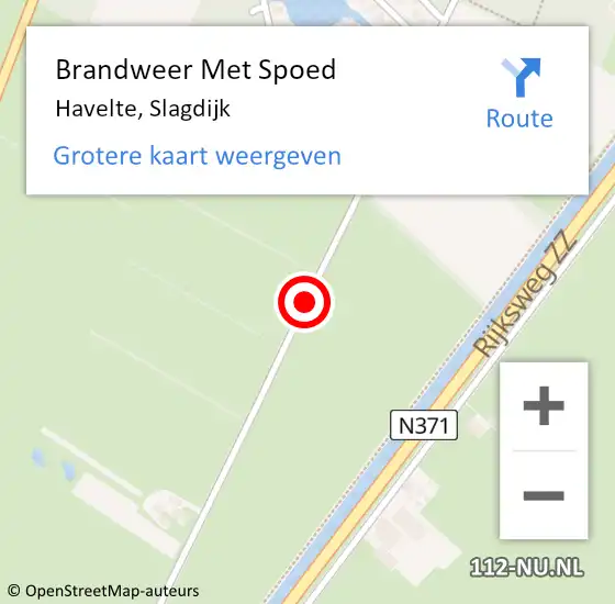 Locatie op kaart van de 112 melding: Brandweer Met Spoed Naar Havelte, Slagdijk op 31 maart 2015 15:32