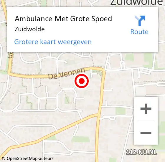 Locatie op kaart van de 112 melding: Ambulance Met Grote Spoed Naar Zuidwolde op 3 november 2013 15:42