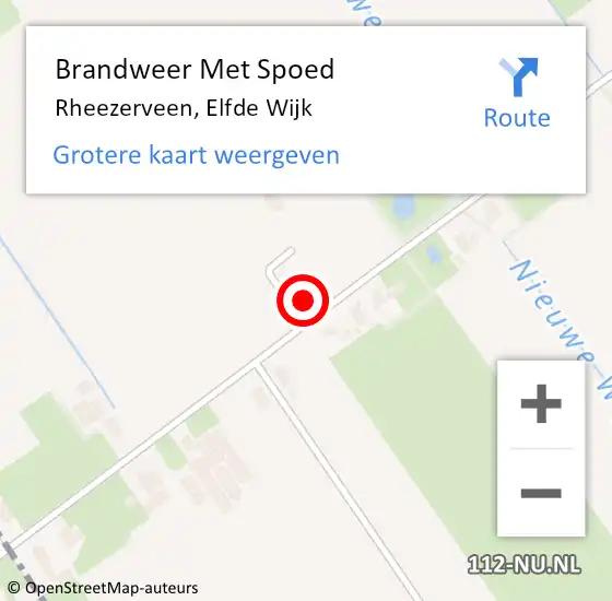Locatie op kaart van de 112 melding: Brandweer Met Spoed Naar Rheezerveen, Elfde Wijk op 31 maart 2015 15:59