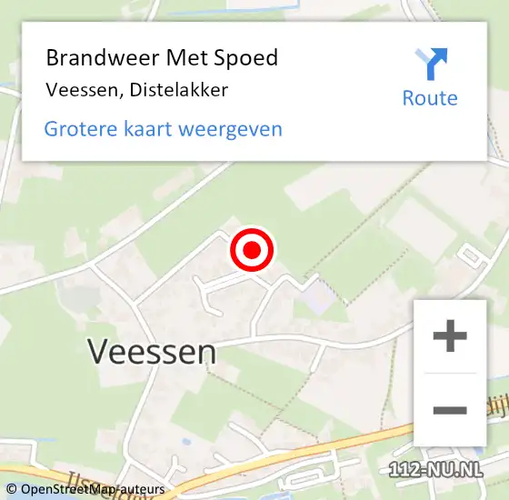 Locatie op kaart van de 112 melding: Brandweer Met Spoed Naar Veessen, Distelakker op 31 maart 2015 16:10