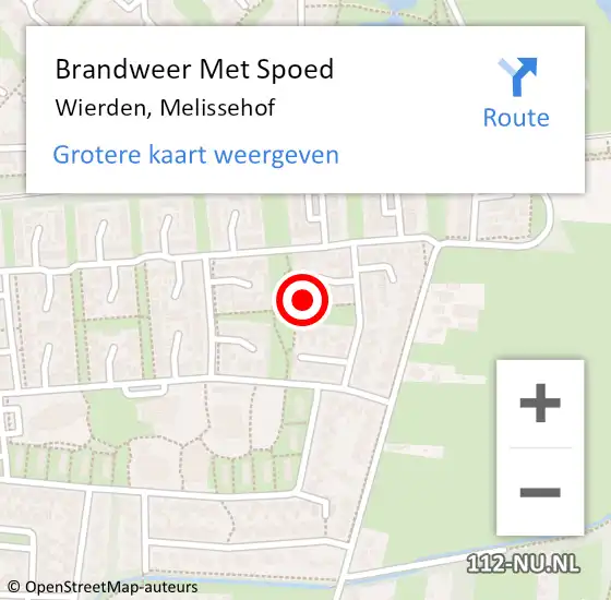 Locatie op kaart van de 112 melding: Brandweer Met Spoed Naar Wierden, Melissehof op 31 maart 2015 16:16