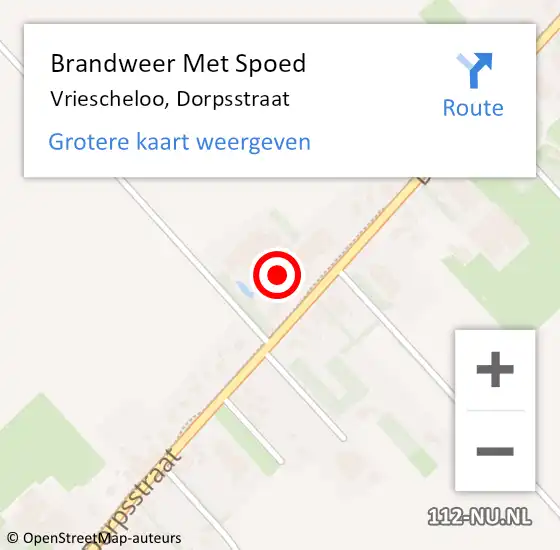 Locatie op kaart van de 112 melding: Brandweer Met Spoed Naar Vriescheloo, Dorpsstraat op 31 maart 2015 16:24