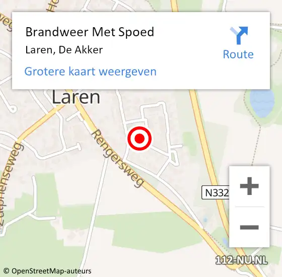 Locatie op kaart van de 112 melding: Brandweer Met Spoed Naar Laren, De Akker op 31 maart 2015 16:24