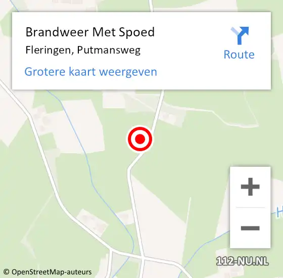 Locatie op kaart van de 112 melding: Brandweer Met Spoed Naar Fleringen, Putmansweg op 31 maart 2015 16:24