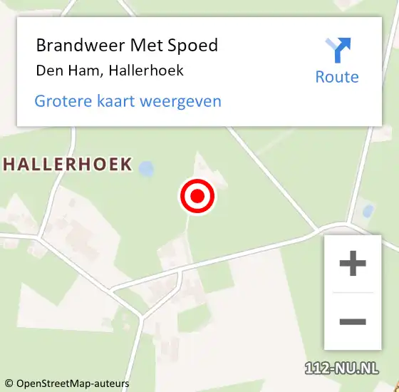 Locatie op kaart van de 112 melding: Brandweer Met Spoed Naar Den Ham, Hallerhoek op 31 maart 2015 16:47