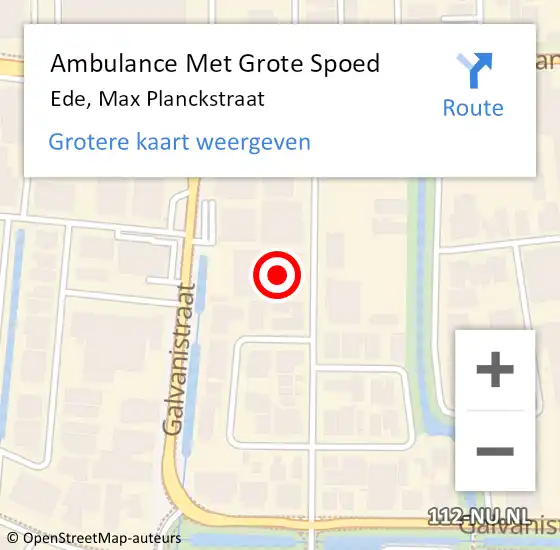 Locatie op kaart van de 112 melding: Ambulance Met Grote Spoed Naar Ede, Max Planckstraat op 31 maart 2015 16:47