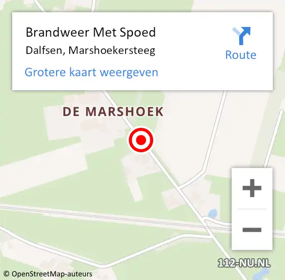 Locatie op kaart van de 112 melding: Brandweer Met Spoed Naar Dalfsen, Marshoekersteeg op 31 maart 2015 16:52