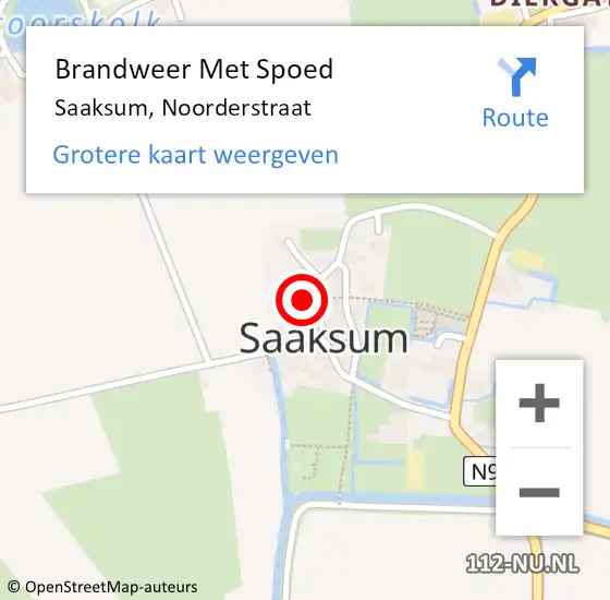 Locatie op kaart van de 112 melding: Brandweer Met Spoed Naar Saaksum, Noorderstraat op 31 maart 2015 16:57