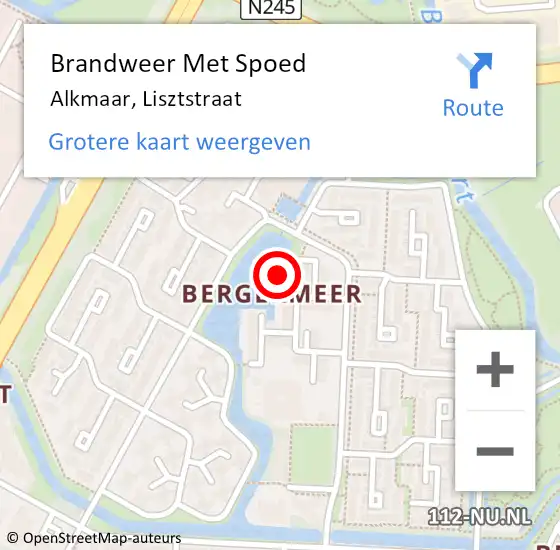 Locatie op kaart van de 112 melding: Brandweer Met Spoed Naar Alkmaar, Lisztstraat op 31 maart 2015 17:13