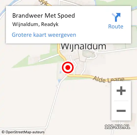 Locatie op kaart van de 112 melding: Brandweer Met Spoed Naar Wijnaldum, Readyk op 31 maart 2015 17:18